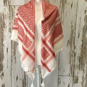 Beautiful Red and White Square Scarf/Wrap